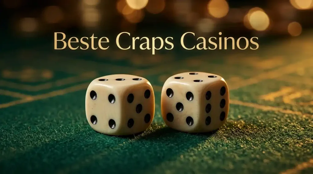 Zwei Würfel auf grünem Filz mit sanfter Casino-Atmosphäre im Hintergrund