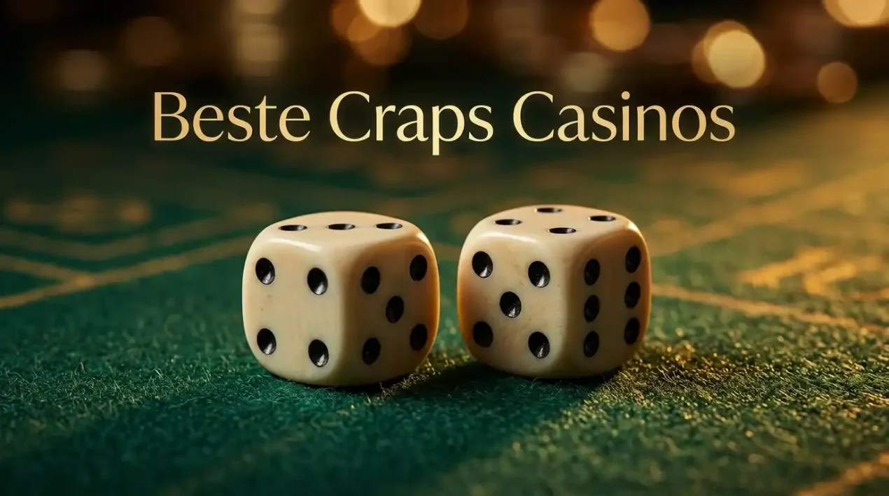 Zwei Würfel auf grünem Filz mit sanfter Casino-Atmosphäre im Hintergrund