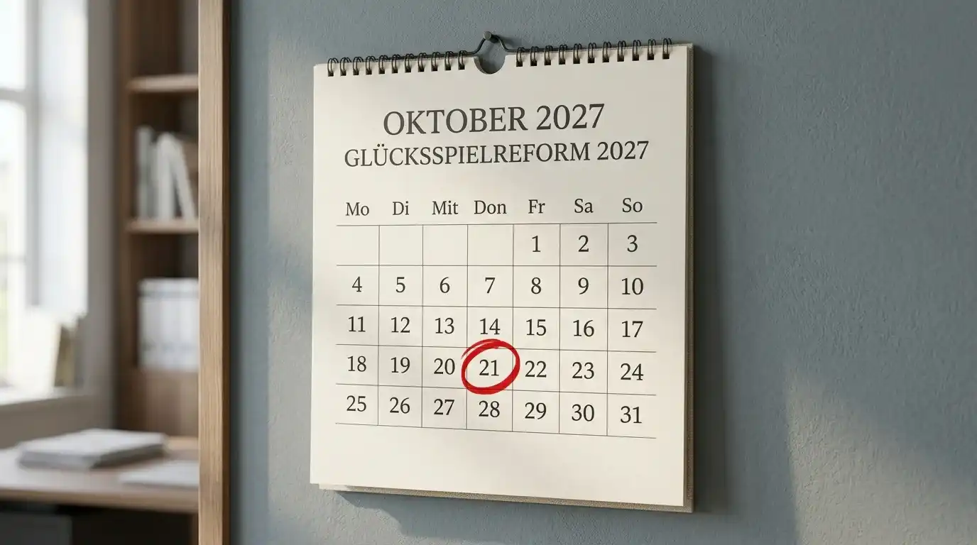 Wandkalender mit eingekreistem Datum und einem Stift auf dem Blatt