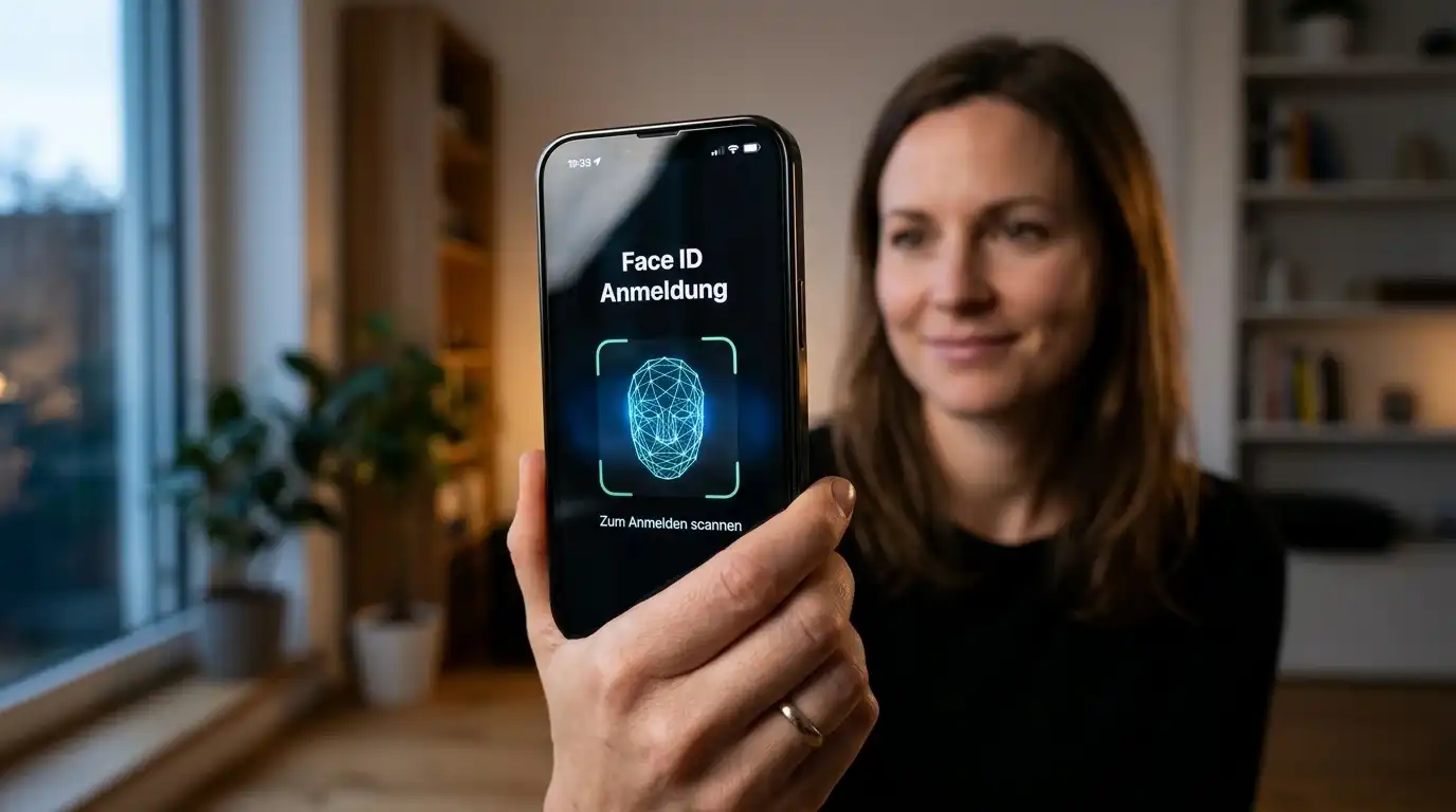 iPhone mit Face ID-Authentifizierung für Casino-App-Login
