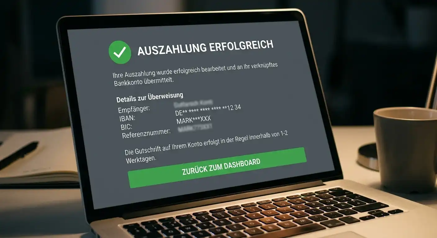 Countdown-Timer neben verschiedenen Zahlungsmethoden-Icons zeigt unterschiedliche Auszahlungsgeschwindigkeiten