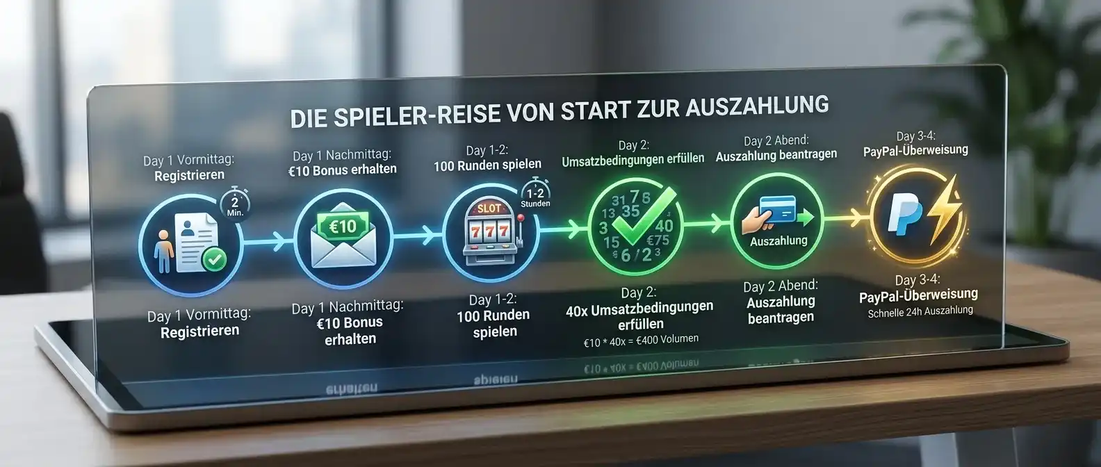 Notizbuch mit handschriftlichen Berechnungen zu Umsatzbedingungen und RTP-Verlusten