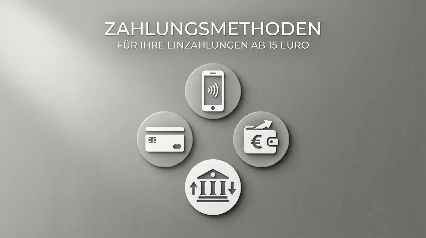 Verschiedene Zahlungsmethoden für Casino-Einzahlung angeordnet